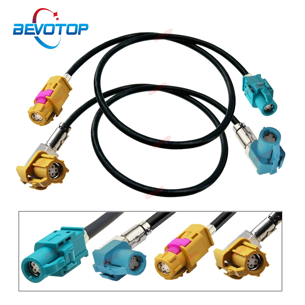 1PCS LVDS Video Line Wire Harness 4Pin HSD Code K to Code Z Female Straight / Right Angle 90° Jack BEVOTOP Auto Video Cable
