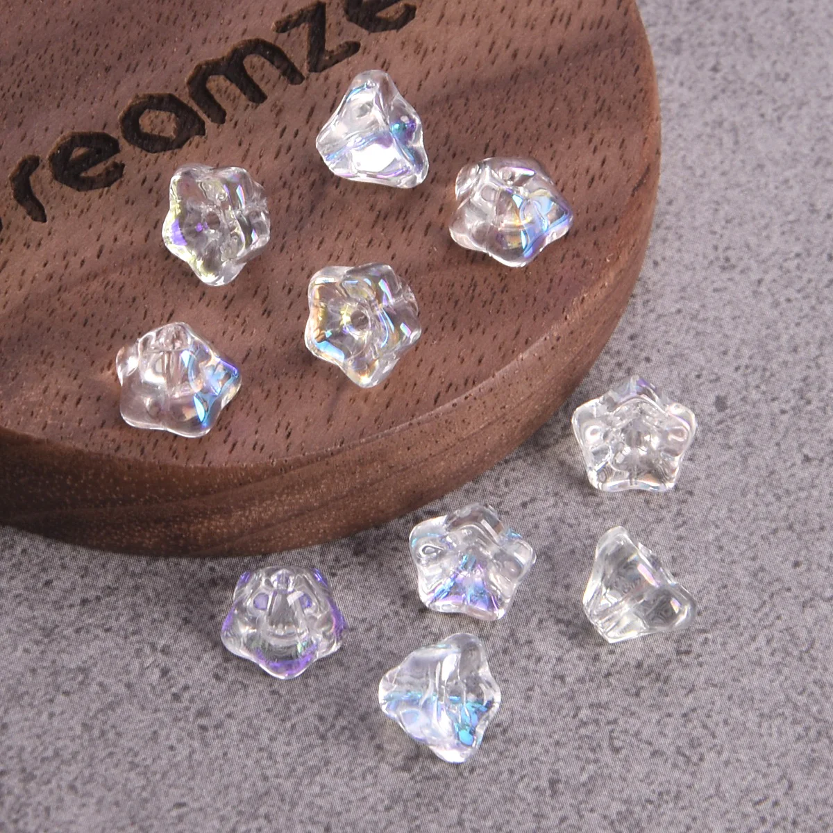 20pcs Clear AB 8x6mm Flower Bud Shape Crystal Glass Loose Spacer Beads For Jewelry Making DIY Earring Crafts Findings