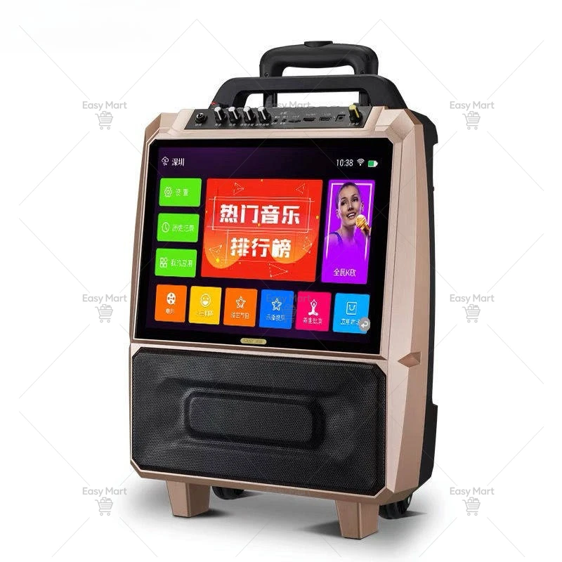 Outdoor Speaker, Portable Video Player, Wireless Microphone, Square Dance Stereo with Large Display Screen