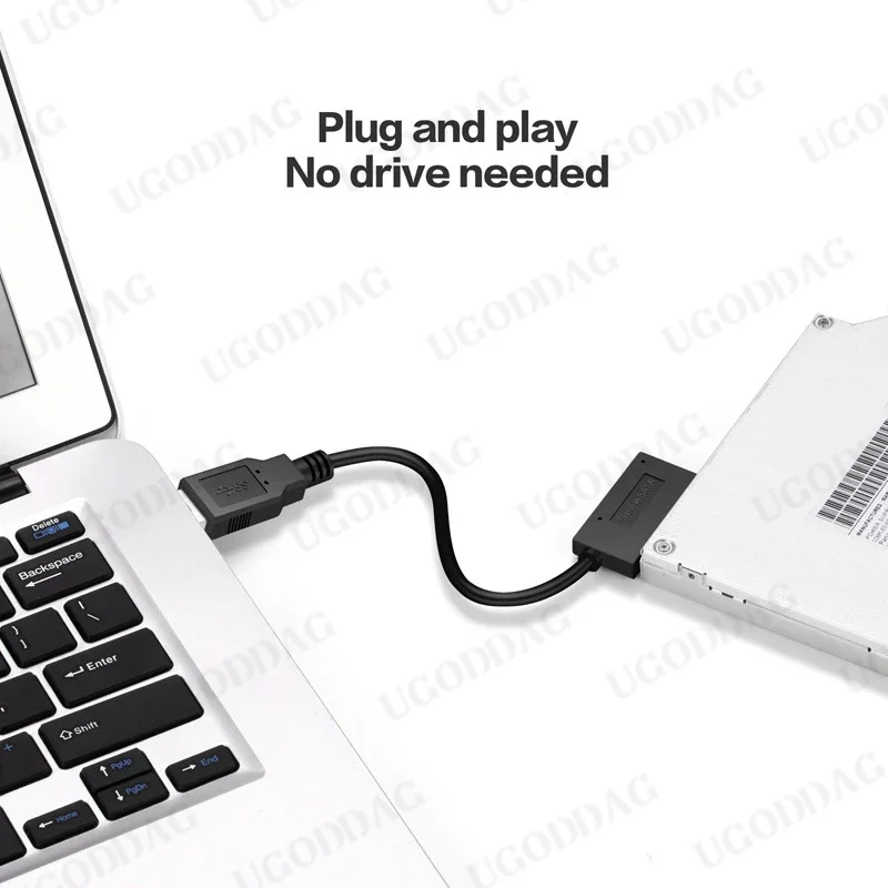 30cm USB Adapter PC 6P+7P CD DVD Rom SATA To USB 2.0 Converter Slimline Sata 13 Pin Adapter Drive Cable For PC Laptop Notebook