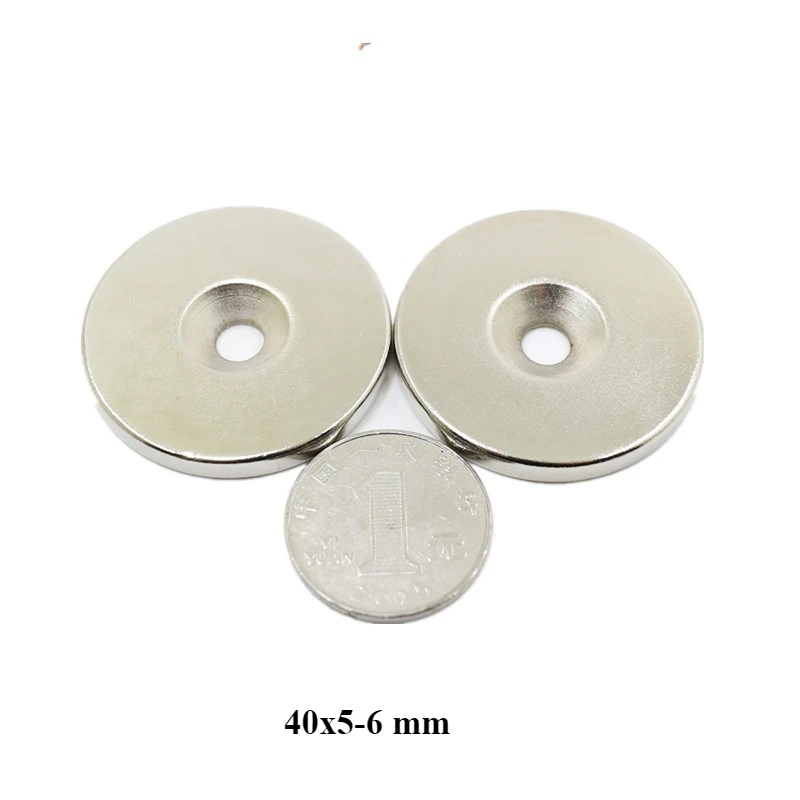 40x5-6 mm Round Strong Magnet 40*5 mm Hole 6mm Circle Magnets 40X5-6mm  For Home Refrigerators, Offices DIY 40*5-6mm