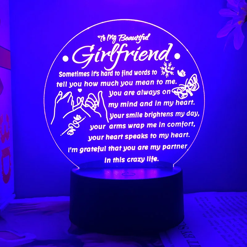 Customize Text Valentine’s Day Gift Night Light What You Most Want To Say To Your Girlfriend Lamp February 14 Holiday For Gf