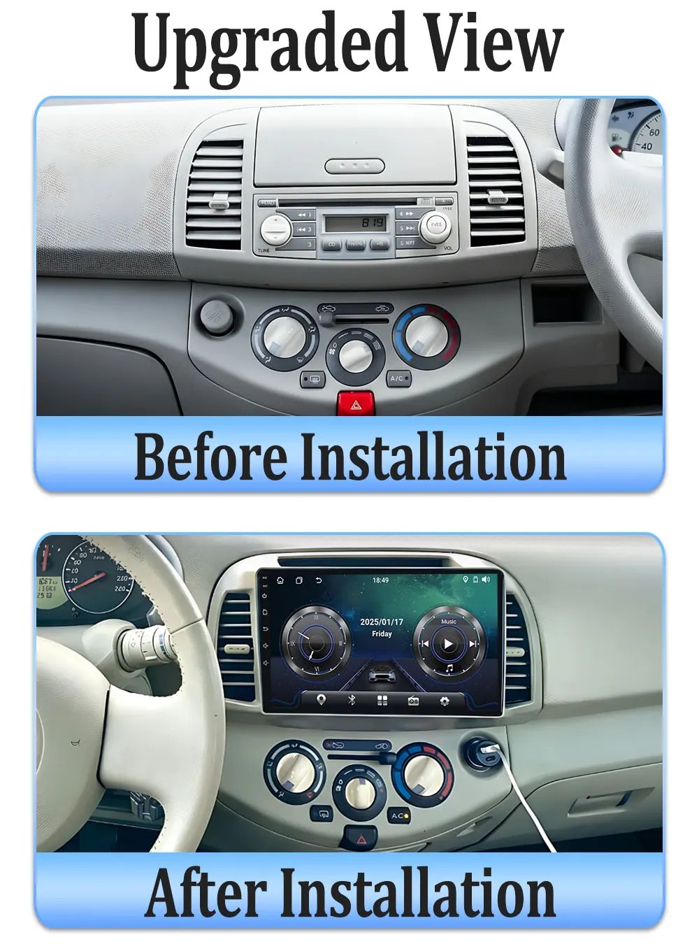 

Автомобильный радиоприемник Android 16 для Nissan March Micra K12 2002-2010, беспроводной Carplay, авторадио, GPS-навигация, Bluetooth, Wi-Fi