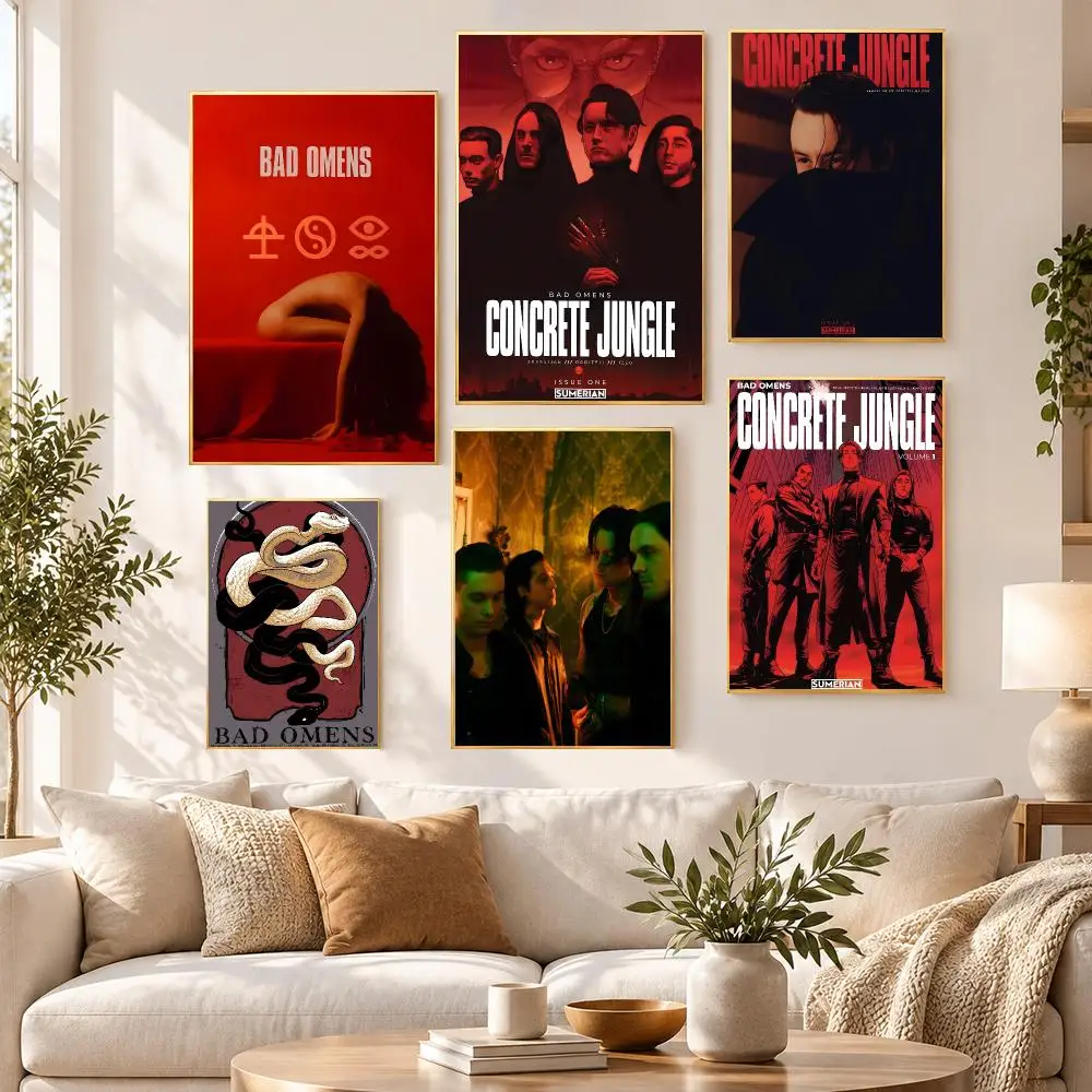 Music Classic Alternative Bad Omens Poster HD Waterproof PP Self Adhesive Aesthetic Bedroom Dorm Gaming Room Home Decor Gift