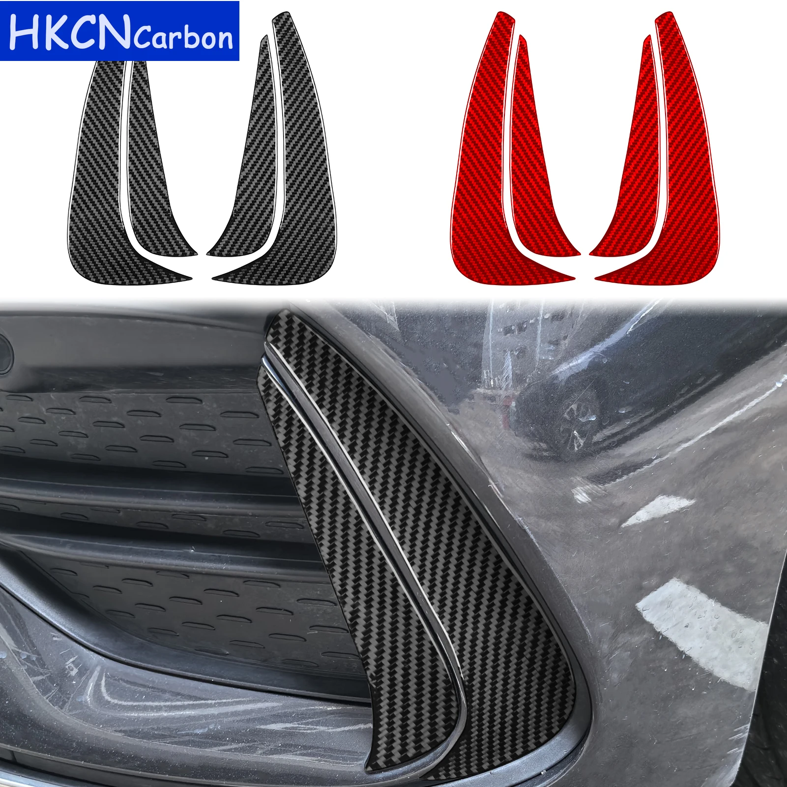 For Mercedes Benz C Class 2022-2024 Accessories Real Soft Carbon Fiber Front Bumper Side Wind Knife Cover Trim Sticker