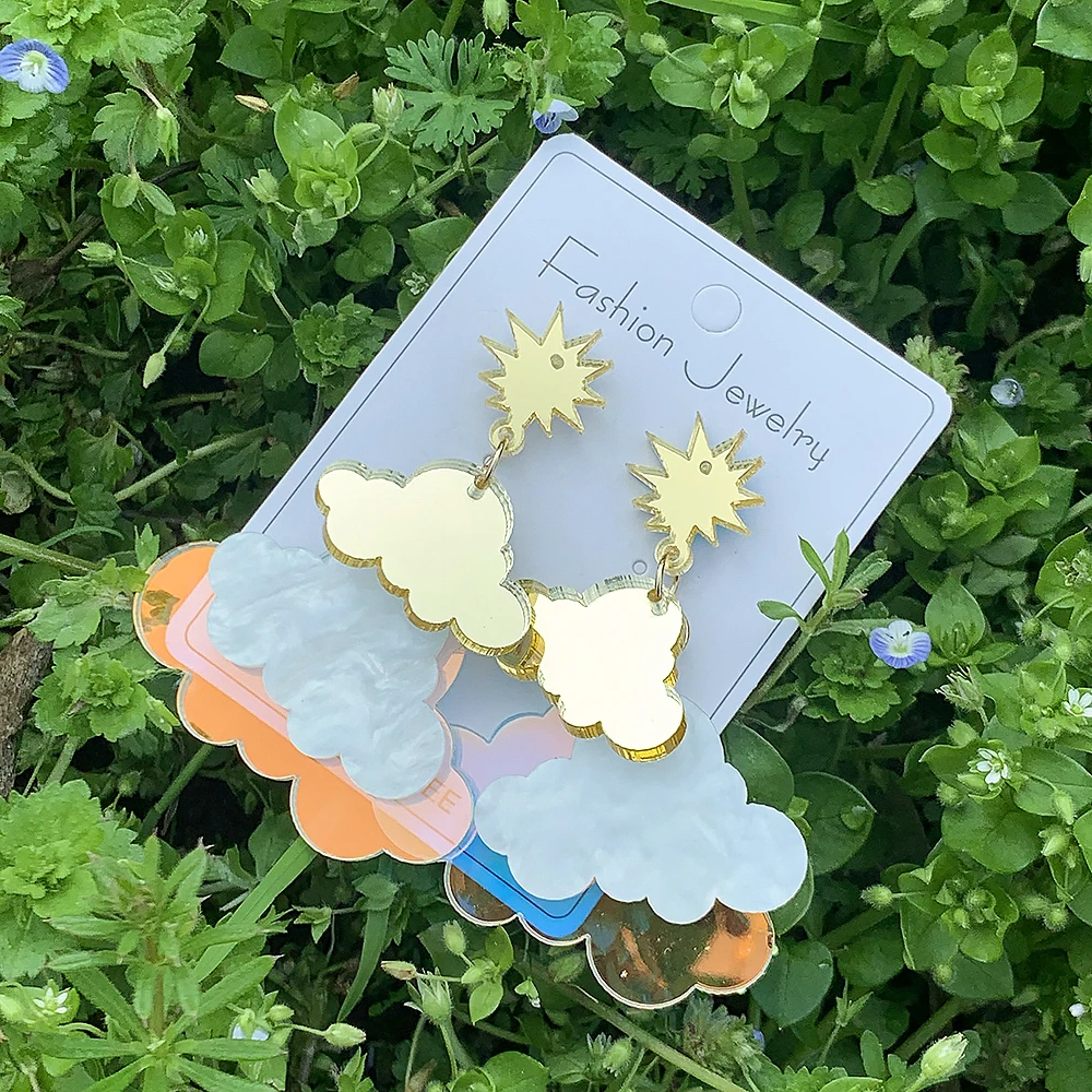 Creative Clouds Earrings Unique Lightweight Cute Acrylic Cloud Stud Earrings for Women Girls Personalized  Jewelry Gifts