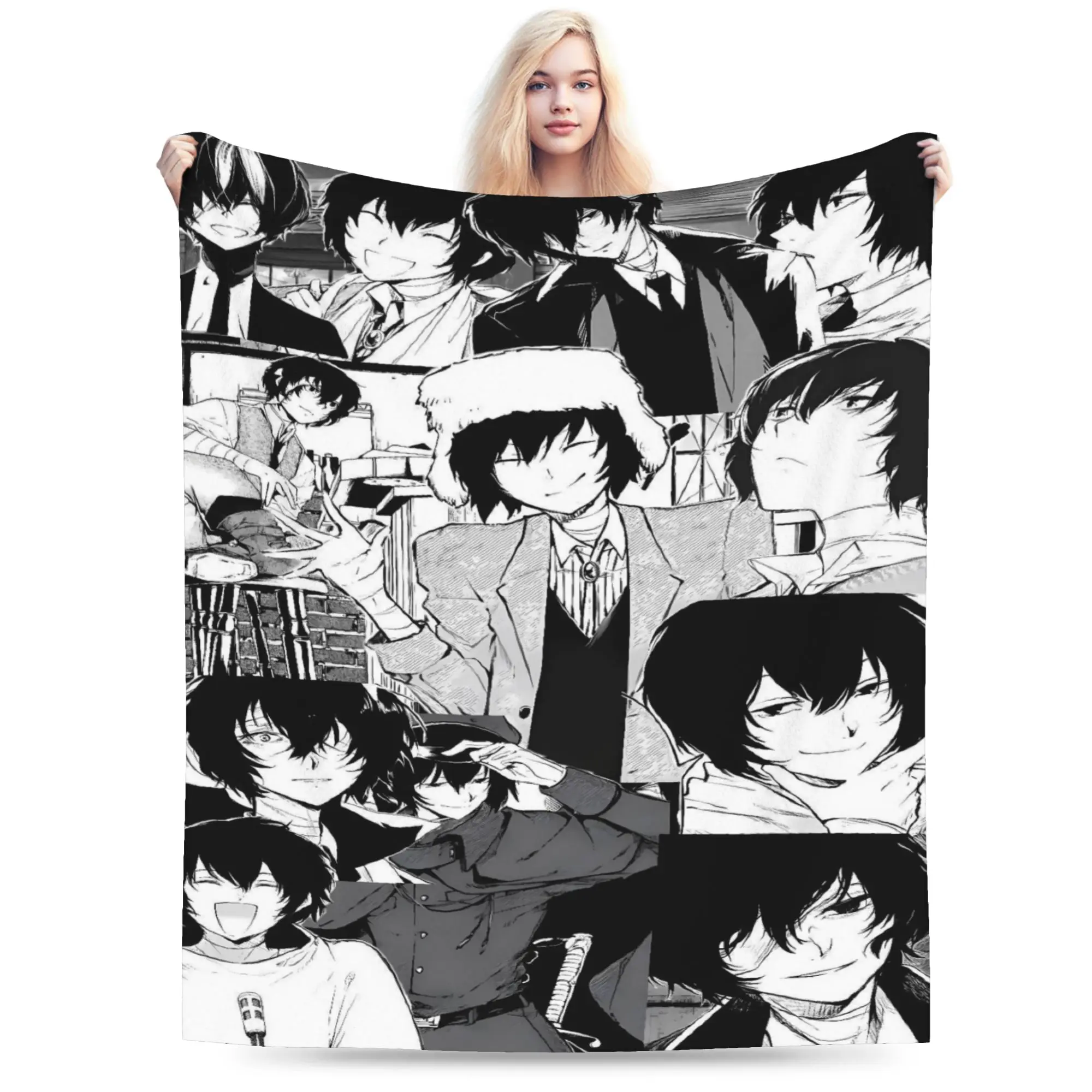 Soft Warm Blanket Camping Dazai Bungo Stray Dogs Bedding Throws  Flannel Bedspread For Couch Chair Fluffy Sofa Bed Cover