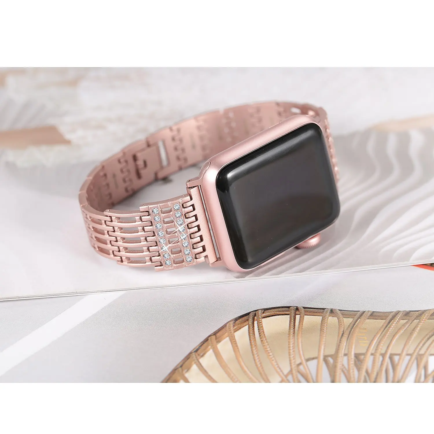 For Apple Watch Ultra 2 Band 49/45/44/42/41/40mm Women Diamond Band Strap for iWatch Series 987 6 5 4 3 Stainless Steel Bracelet