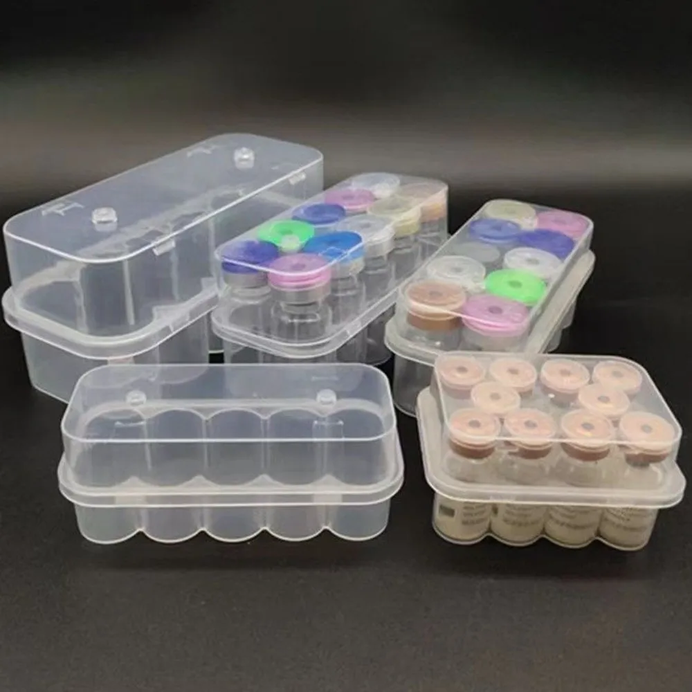 3/5/7/10 ML Insulin Vial Storage Case Transparent Plastic Clear Vial Box Wear-resistant 10-Slot Mini Vial Holder Home Outdoor