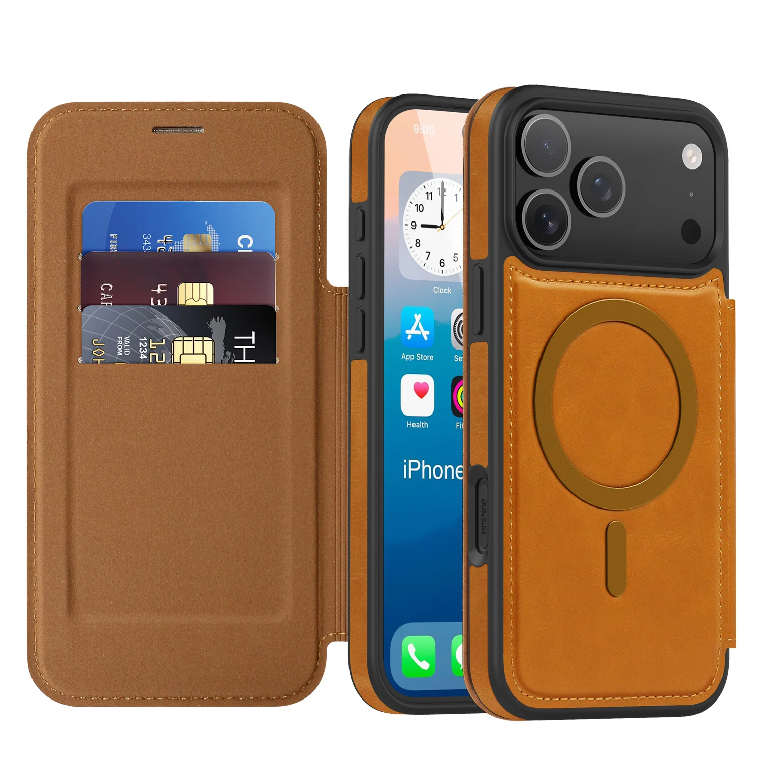 

Magnetic Case for Apple iPhone 17 Pro Leather Slim Luxury PU Non-Slip Grip Rugged Bumper Shockproof Full Body Protective Cover