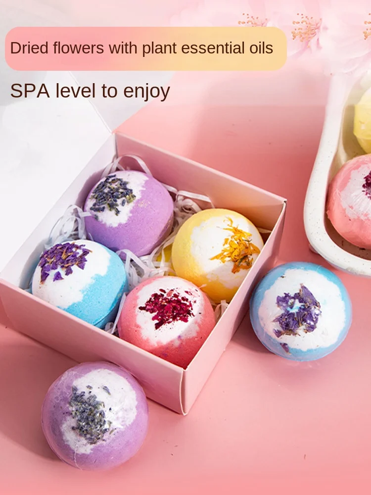 Badballen met zeezout Essentiële oliën Aromatherapie Badballen voor ontspanningStressverlichtingRoos - Lavendel - Kalendula - Freesia