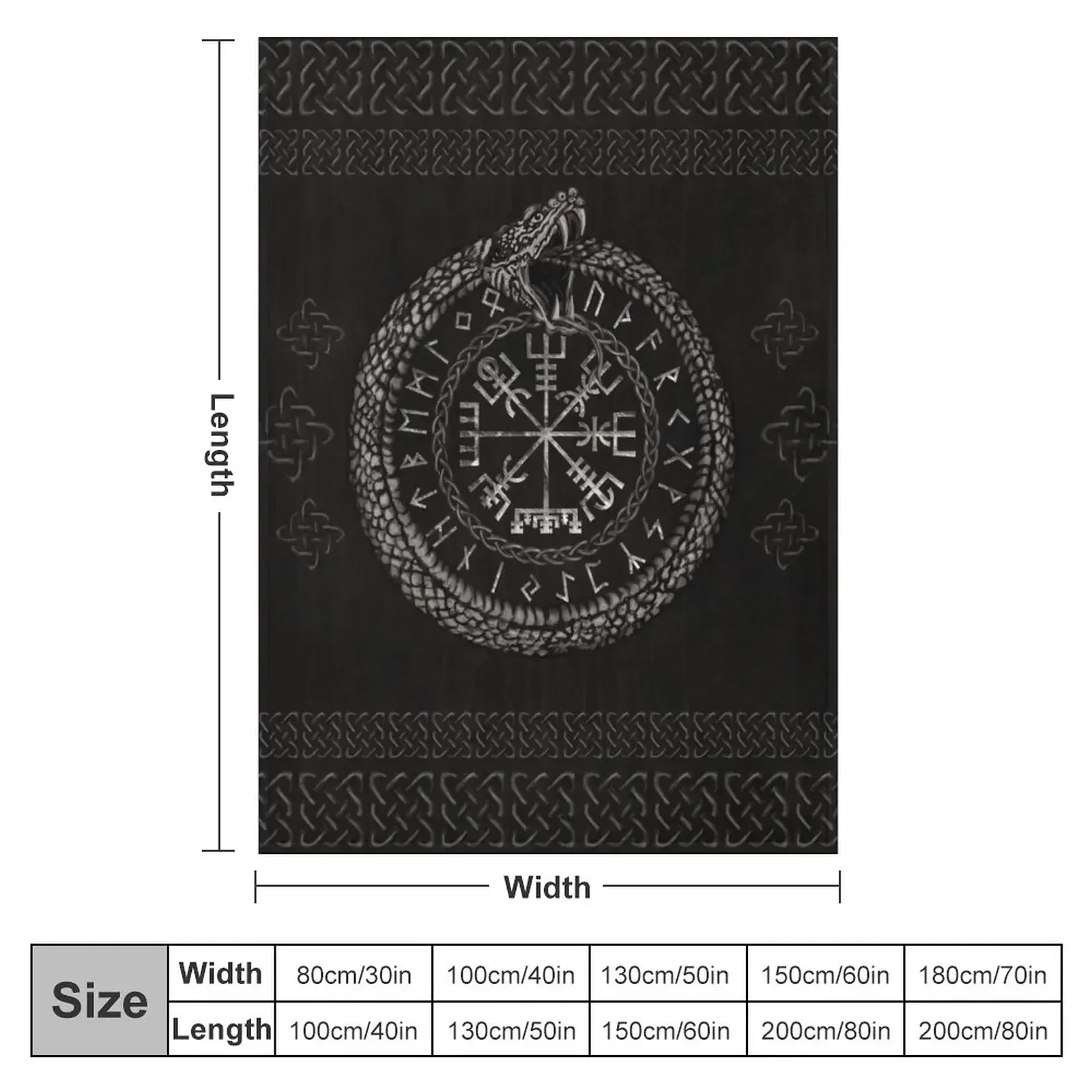 Vegvisir with Ouroboros and runes Throw Blanket Soft Beds Loose Camping Blankets