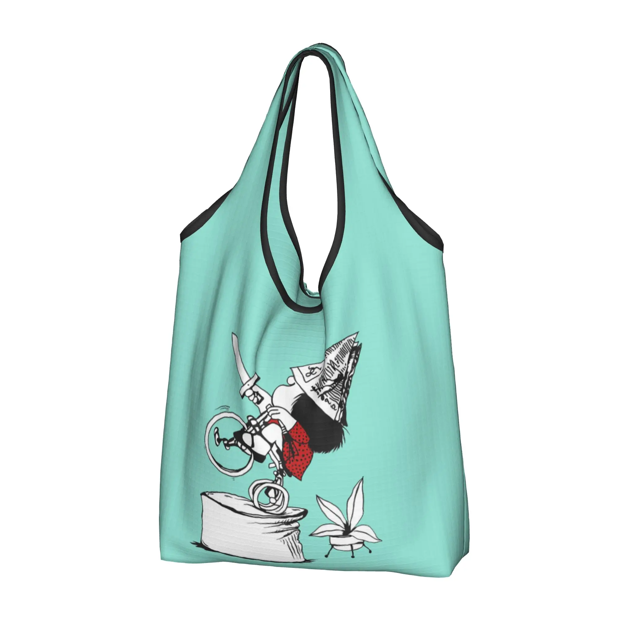 Funny M-Mafaldas Manga Comics Shopping Tote Bag Portable  Grocery Shopper Shoulder Bag
