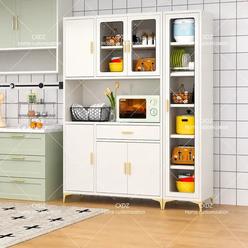 304 Stainless Steel Side Cabinet Kitchen Storage Cupboard for Microwave Oven Pots and Tea Household Organizer Shelf