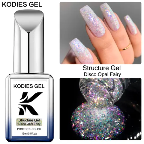KODIES GEL Opal Aurora Base Gel Smalto per unghie Sirena Manicure Semi permanente UV Smalto ibrido Gellak Acrilico Glitter per unghie in polvere