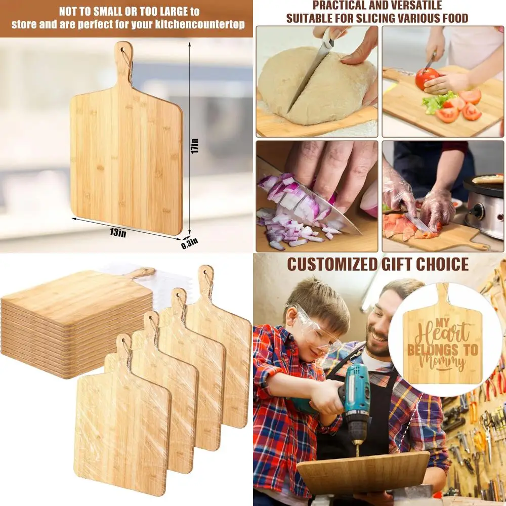 

Large Bamboo Cutting Board Set with Handles, 17x13 Inch, Ideal for Kitchen, Serving, Chopping, Bulk Gifts for Mom, Perfect for V
