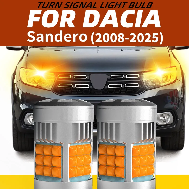 

2pcs Car LED Turn Signal Lights Bulbs Front/Rear Direction Indicator Amber For Dacia Sandero MK1/2/3 2010 2012 2013 2017 2025