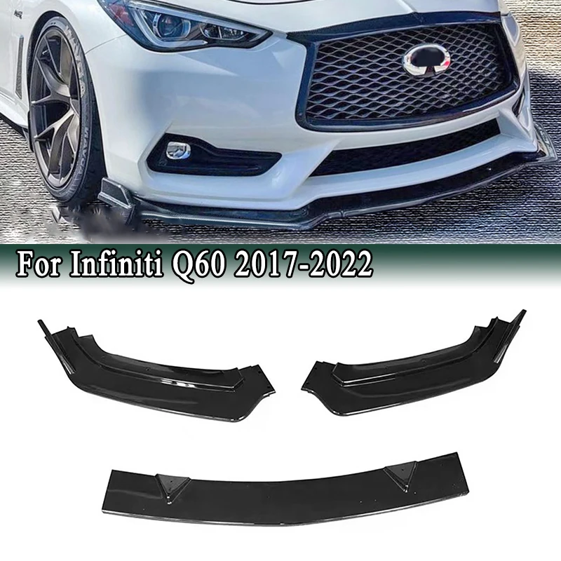 

For Infiniti Q60 2017-2022 Front Bumper Spoiler Lip Lower Bumper Diffuser Protector Modification Kit Black/ Carbon Fiber Pattern