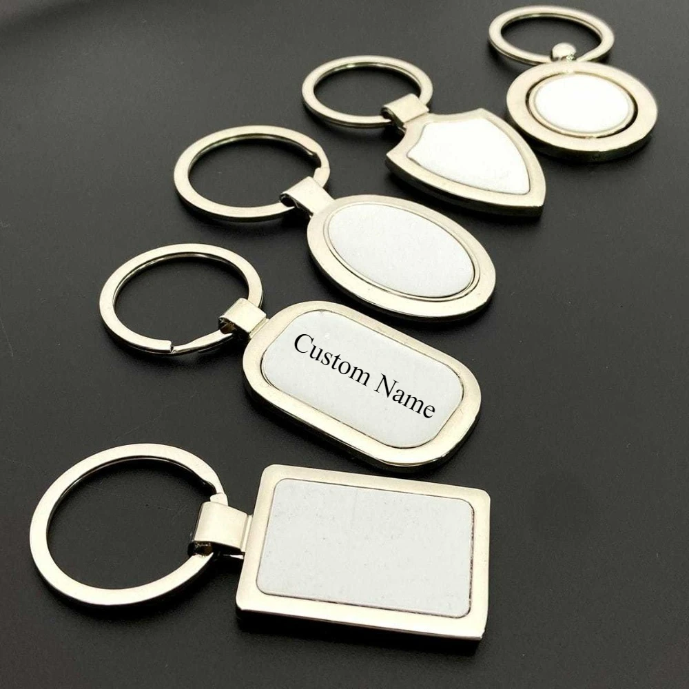 

Unusual Metal Personalized Heat Car Keychain Motorcycle Blank Nameplate Keyring Couple Customize Name Key Ring For Men Gift