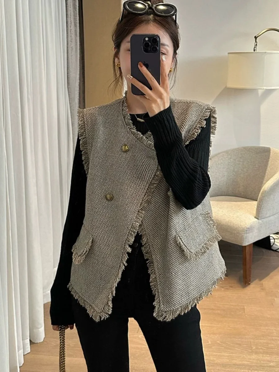 Small Fragrance Style Women's Vest Top Layer Autumn New Arrival 2026 European Goods Retro Jacket Shoulder Coat