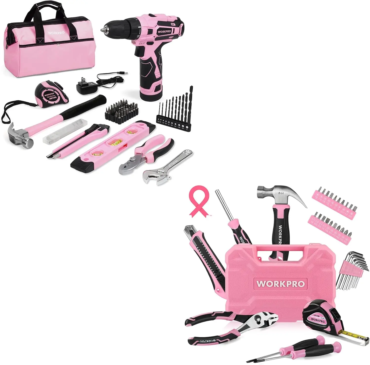 

12V Pink Cordless Drill Driver and 35-Piece Pink Tools Set