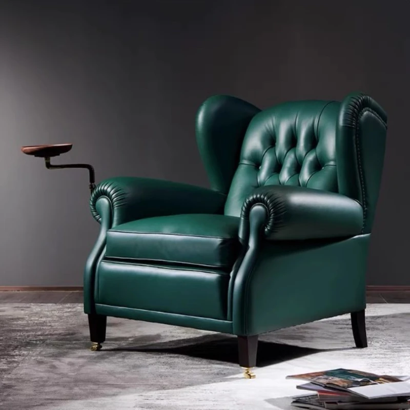 

Retro leather single armrest leisure chair light luxury 1919 sofa chair