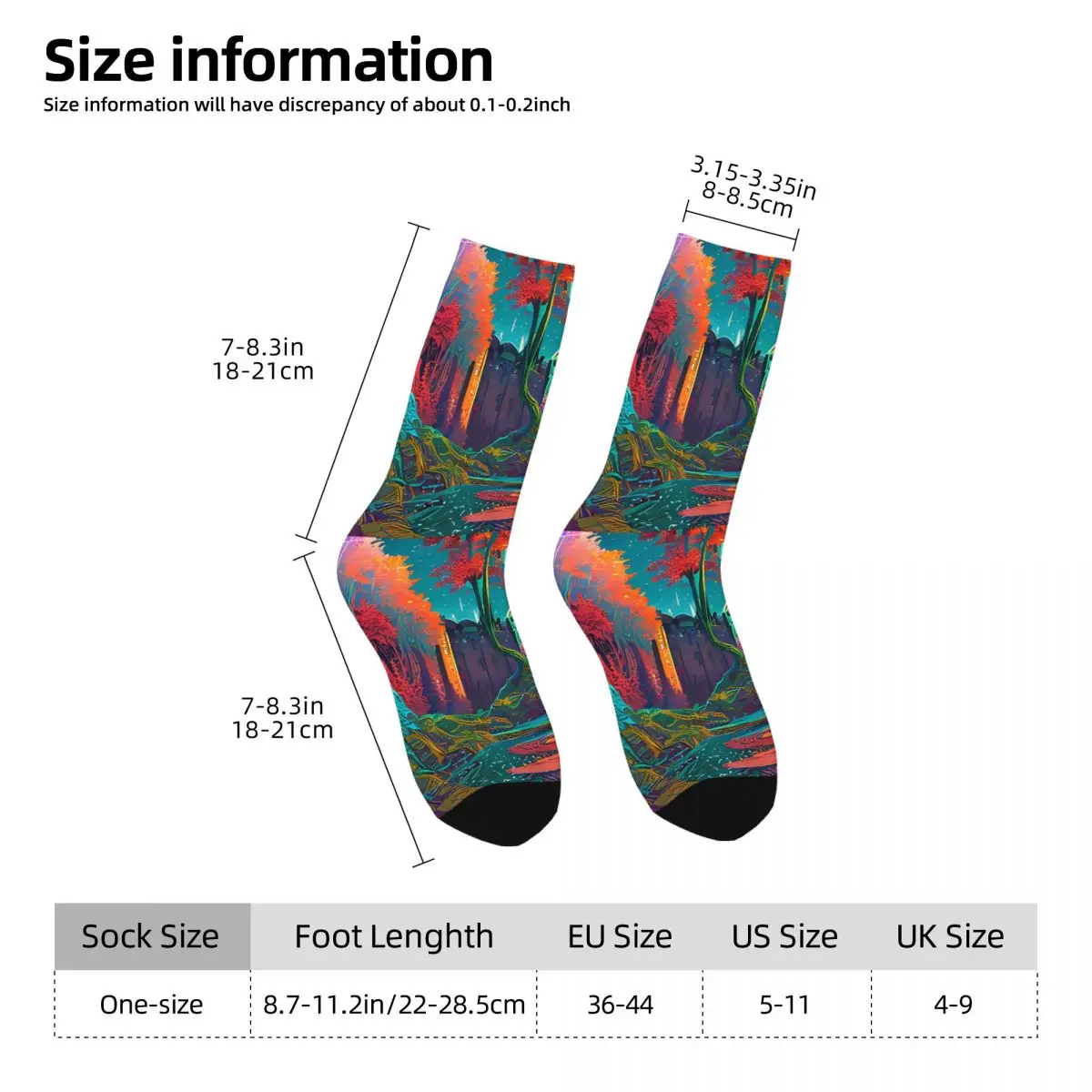 Colorful Street View Sock Printed Man Polyester