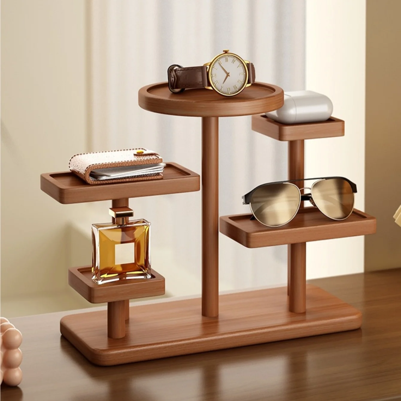 Display Riser Stand Wooden Shelf for Perfume Organizer Perfume Display Shelf Figure Display Case Dolls Storage Rack