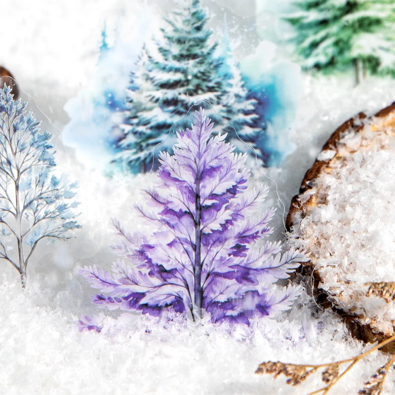 

Бумага 1 стиль 80 шт./пакет зимние лесные деревья тема ПЭТ наклейка пакет творческий DIY справочник материал украшение чехол для телефона фото