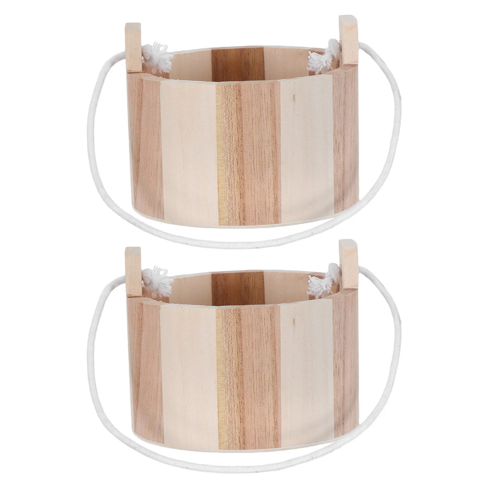 2Pcs 4 Inch Mini Wooden Sauna Bucket with Handle for Bath Salt Storage Steam Room Spa Accessories Finnish Style Wooden Spa view 5