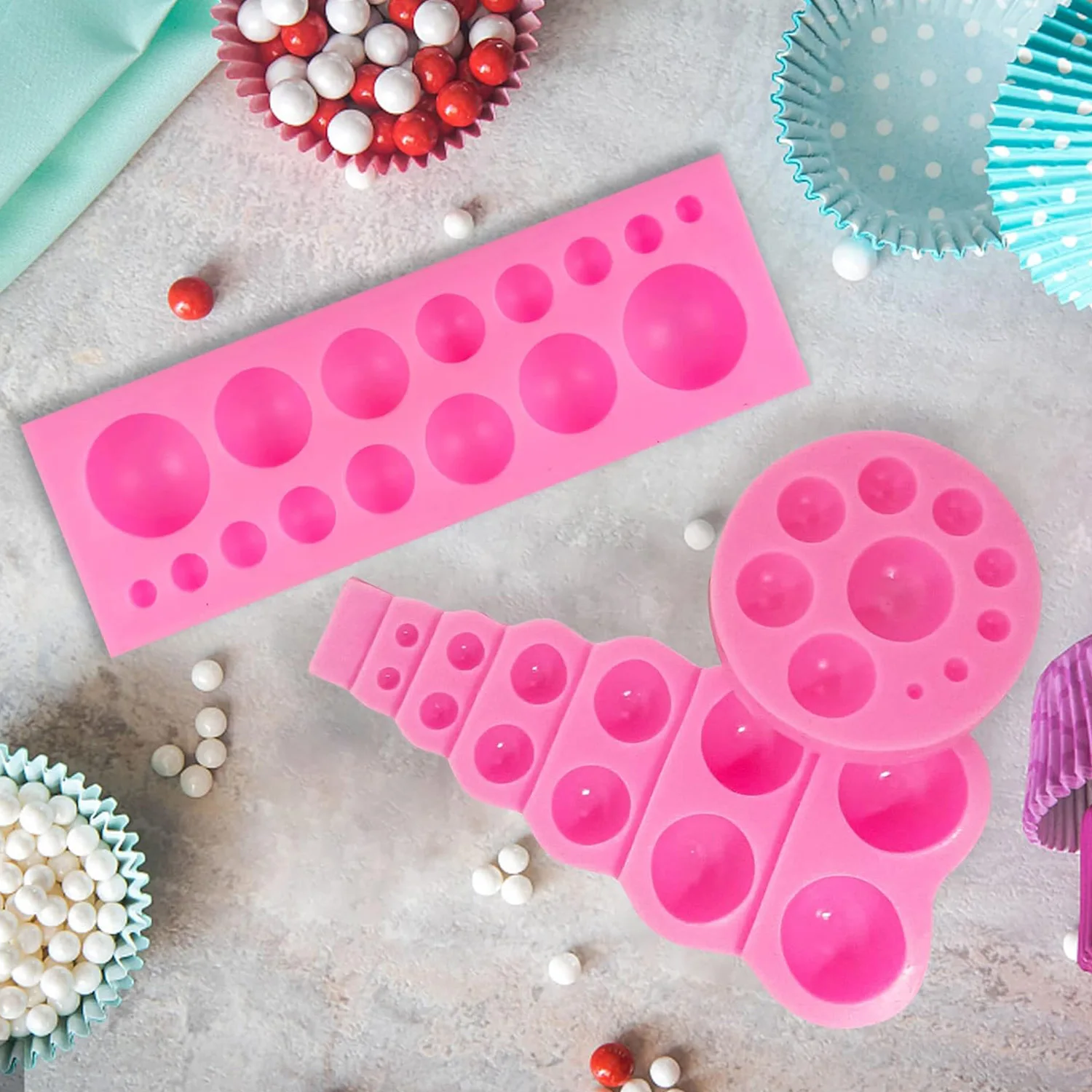 DIY 3D Pearl Fondant Mold Ball Pearl Semi Sphere Chocolate Silicone Molds Cake Decorating Sugar Lollipop Mold Dome Tool view 3