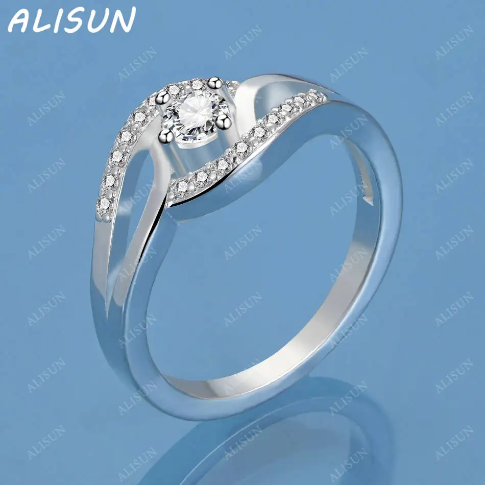 

ALISUN 925 Sterling Silver Zircon Simple Wedding Ring For Women Grace Jewelry Trend Fashionable Birthday Party Gifts