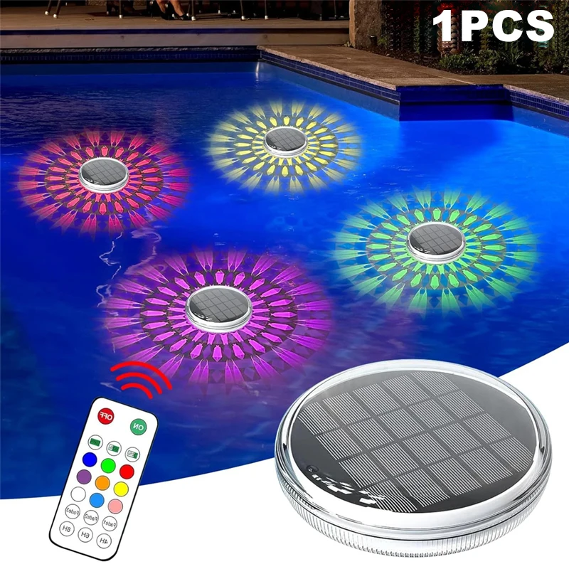 Solar Floating Pool Lights IP68 Waterproof Pood Light Remote Control 3 Dynamic Lighting Timing Mode for Pond Pool Decor Lighting