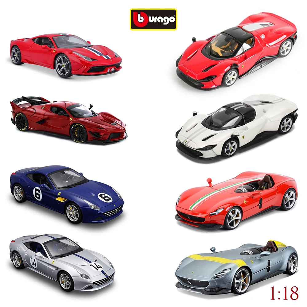 

Bburago 1:18 Ferrari Daytona SP3 Monza SP1 California T 296 FXXK EVO SF90 Alloy Vehicle Diecast Sport Cars Toys Collection Gift