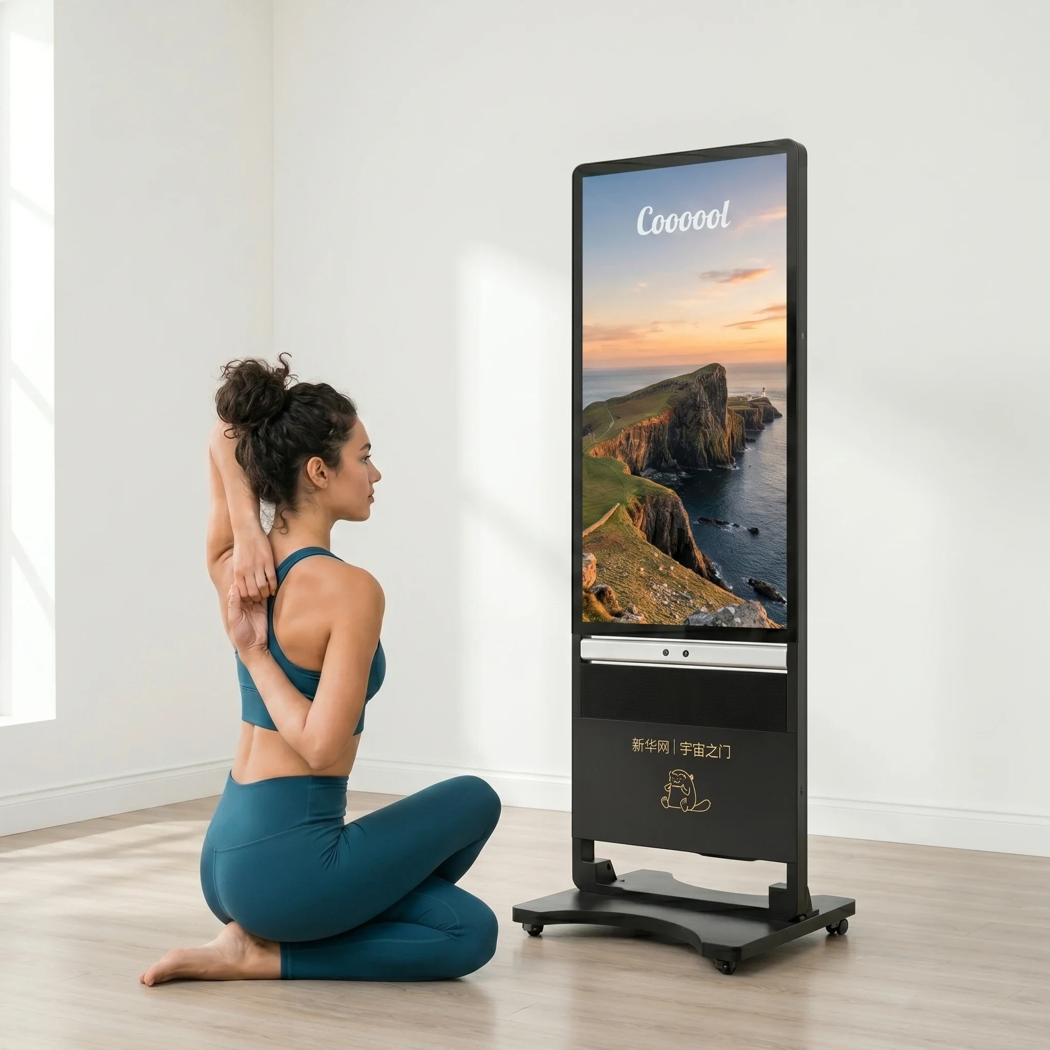 AI Yoga Mirror Virtual Trainer 43 Inch Full High Definition Interactive Fitness Screen Body Tracking Exercise Display