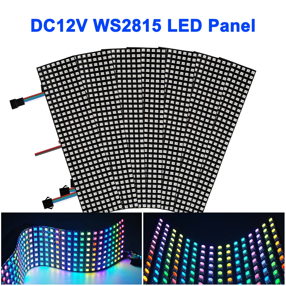 

WS2815 5050 RGB Flexible Led Panel Matrix Digital Screen 8*8 16*16 8*32 Individually Addressable 4Pin Dual Signal Module DC12V