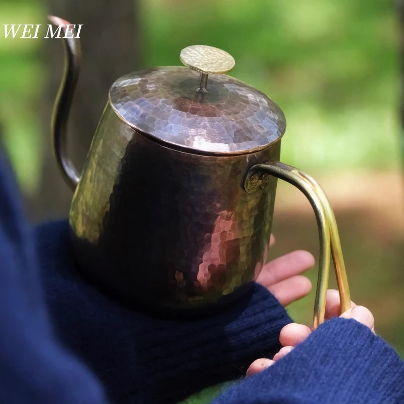 

Vintage Copper Long Beak Coffee Pot,for Boiling Water and Brewing Tea,Handcrafted Engraving Creativity Gift Tea Pot Tableware