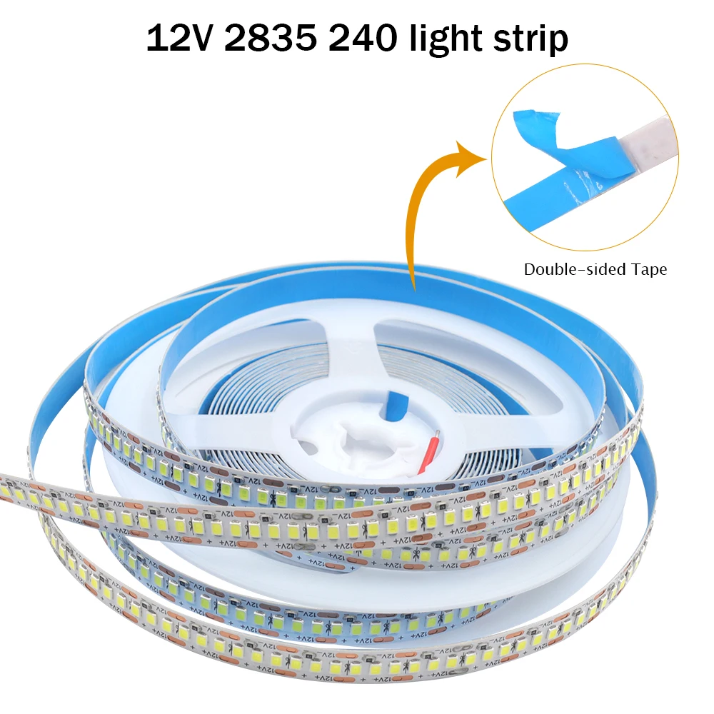 LED 스트립 빛 방수 5m 12V 24V 2835 LED 테이프 240LEDs/m 유연한 리본 다이오드 흰색 따뜻한 흰색 자연 화이트 룸 장식