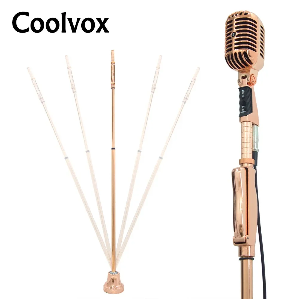 

Coolvox 360 degree Swing Telescopic Wired Vintage Classic Metal plating Microphone Stand Old Style KTV Mic support Mike foothold