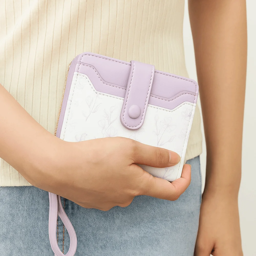 الأزهار طباعة البسيطة عملة المحفظة حقيبة سستة الحقيبة معرف بطاقة الائتمان بو الجلود محفظة قصيرة الكورية Ins الأزياء متعددة الوظائف #5