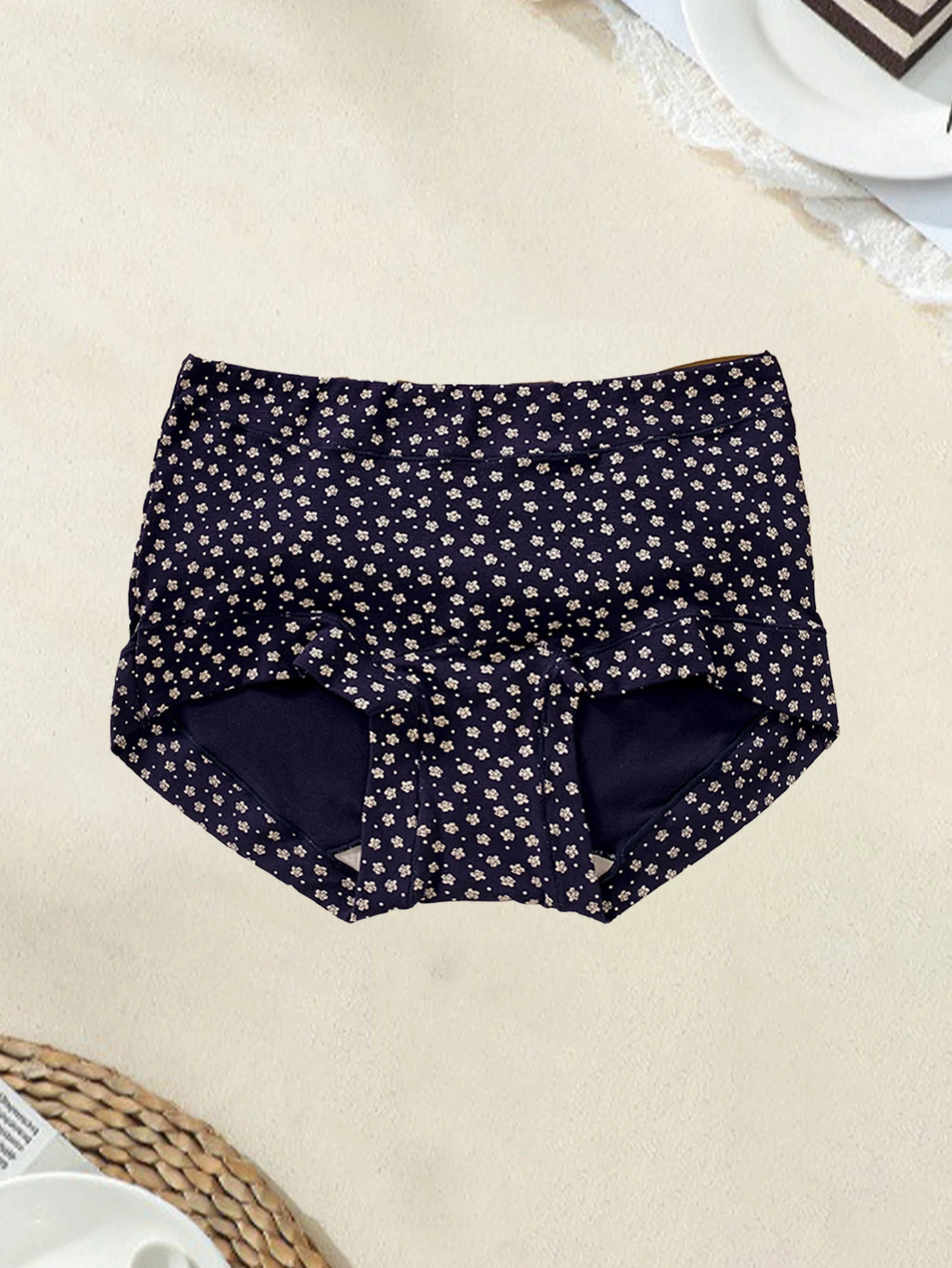 6PCS women's panties fashionable and fresh with floral pattern casual style underwear comfortable mid waist women's boxer briefs