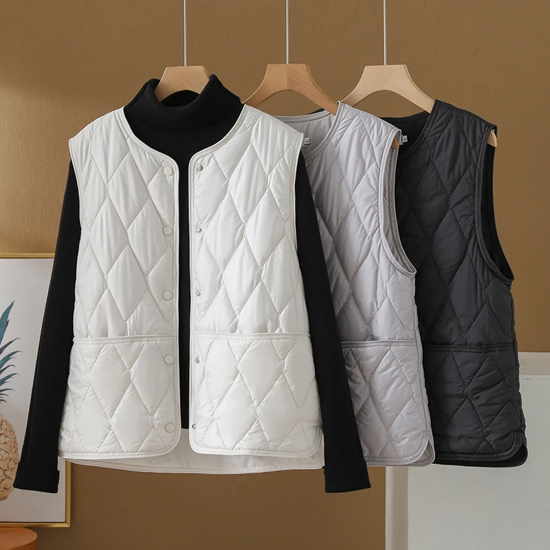 

Легкий осенне-зимний новый свободный повседневный хлопковый жилет круглого цвета или топ, женский модный хлопковый топ