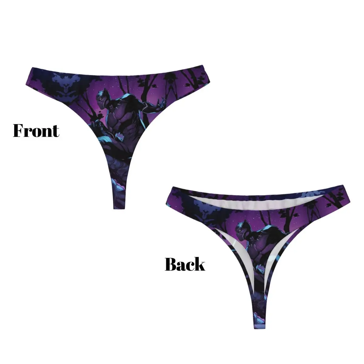 Custom Black Panther Filme G-string Thong para Mulheres, Calcinha Stretch Respirável, Roupa interior