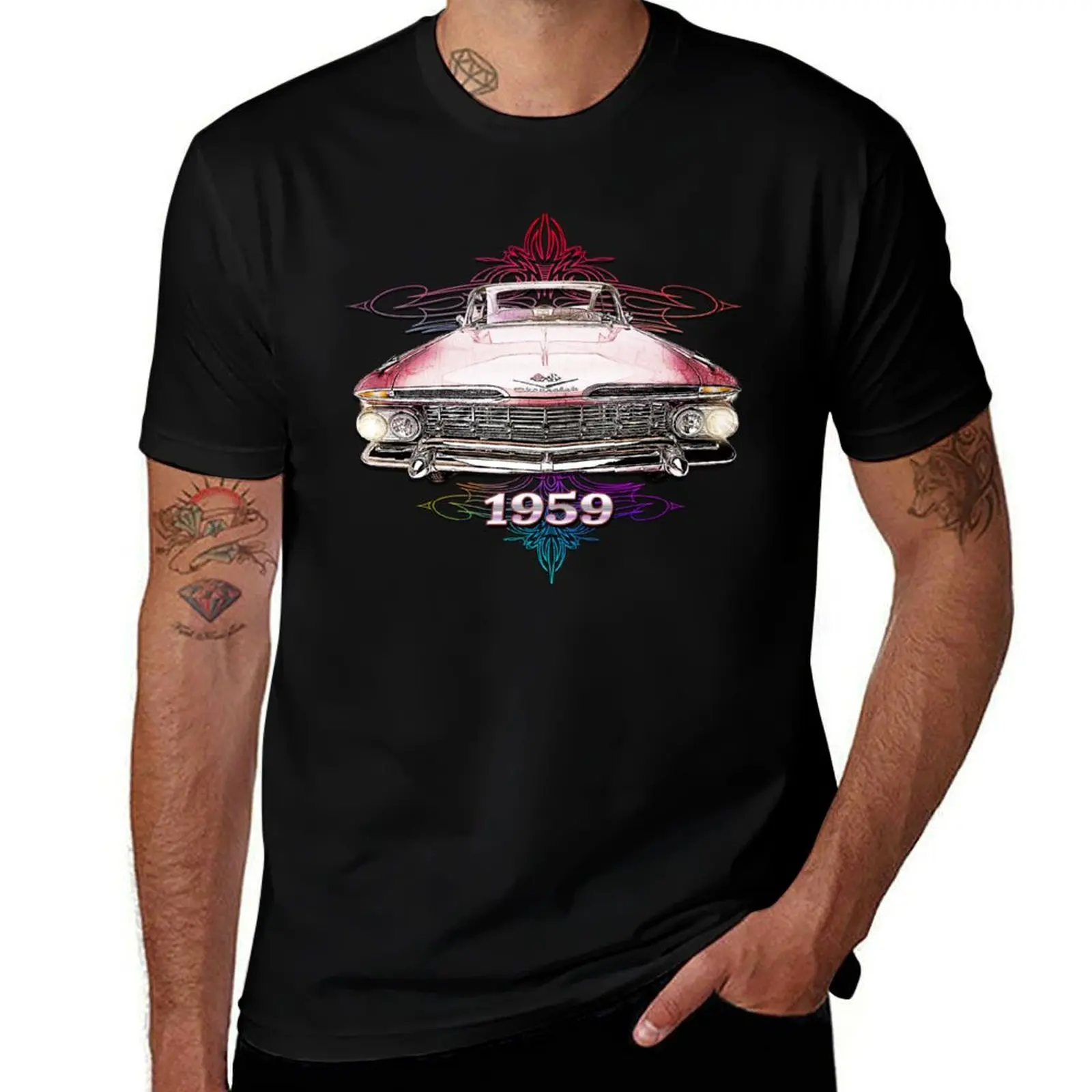 

1959 Chevy Impala Vintage Hot Rod Classic American Muscle car T-Shirt hippie clothes Louboutins heavy weight t shirts for men