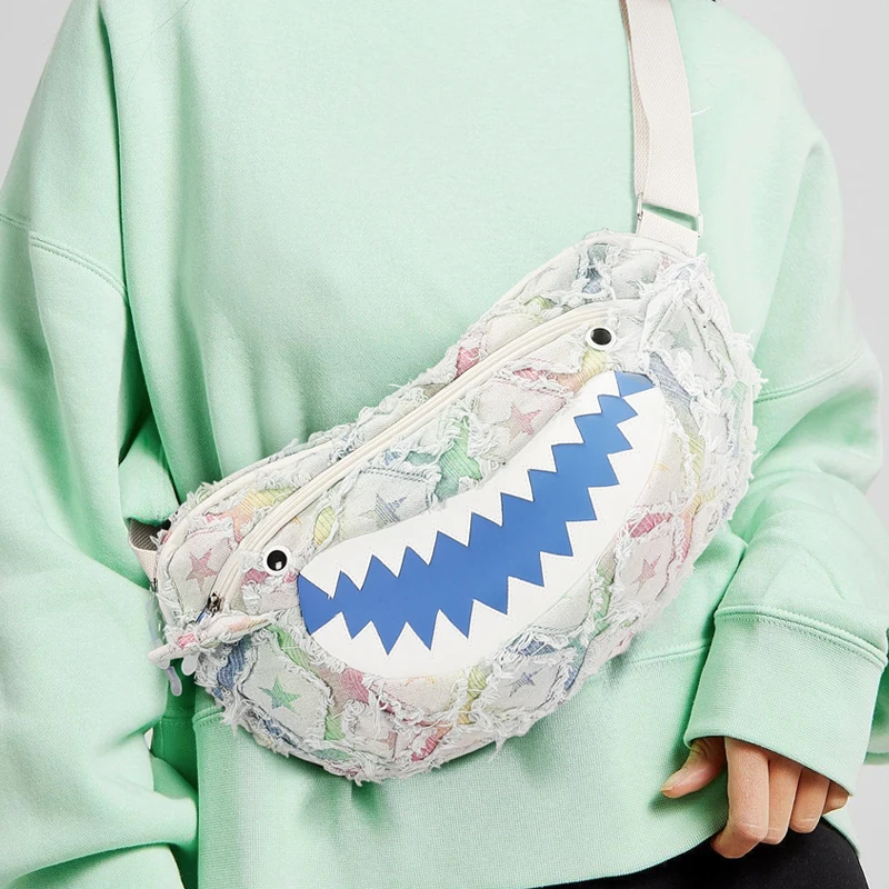 

Сумка через плечо L&M с тематическим дизайном акулы, модная сумка через плечо, повседневная сумка через плечо большой вместимости