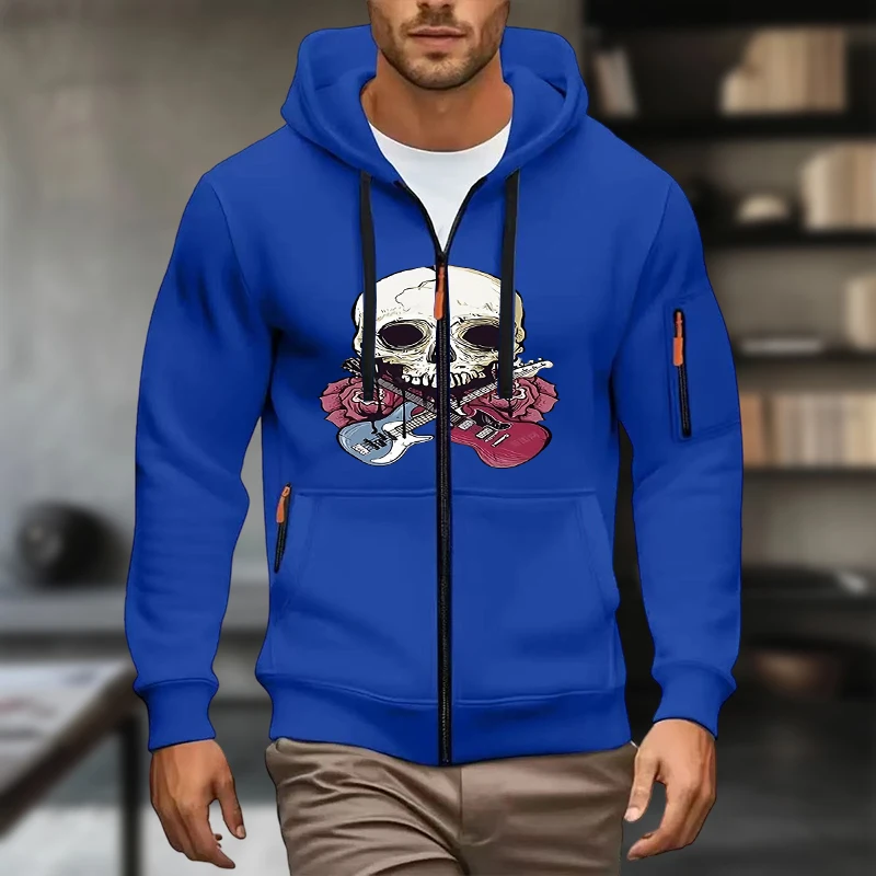 سترة بغطاء للرأس بجيب بسيط وأكمام طويلة، سترة بغطاء للرأس مطبوعة على الموضة للرجال، سترة كاجوال للخريف والشتاء