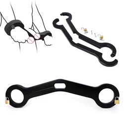 Balls To Wrist Humbler Restraint Scrotum Clamp CBT Male Handcuff Lock Ball Stretcher BDSM Bondage Adults Wooden Sex Toys For Men