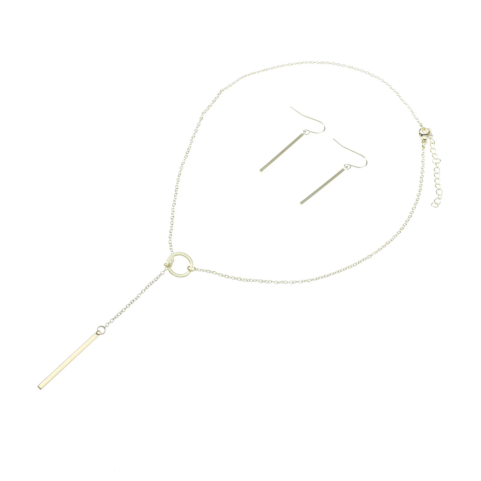 

1Set Stainless Steel Necklace Clavicle Chain Earrings Bar Pendant Set for Christmas Party Birthday Wedding Gift