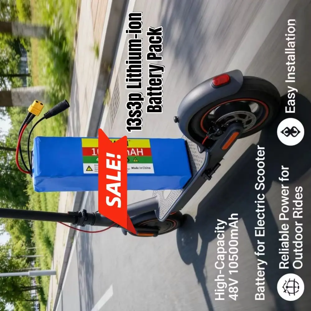 

48V 10500mAh 1000W High Capacity Lithium-Ion Battery Pack for 54.6V Electric Scooters with BMS+Charger 13S3P XT60