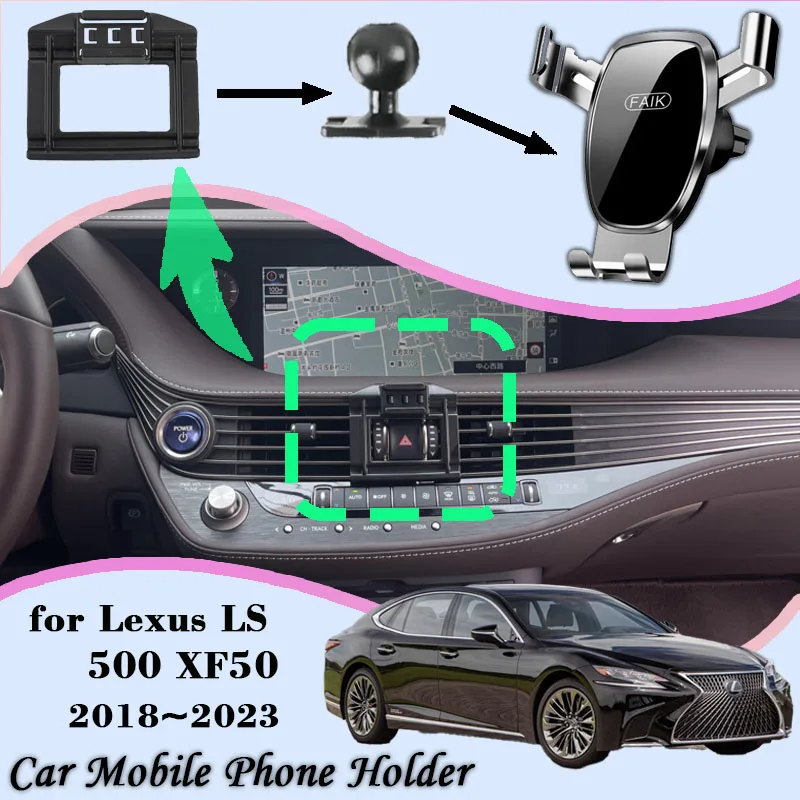 Mobile Phone Holder for Lexus LS 500 XF50 2018~2023 Air Vent Gravity Stand 360° Rotating GPS Navigation Support Car Accessories